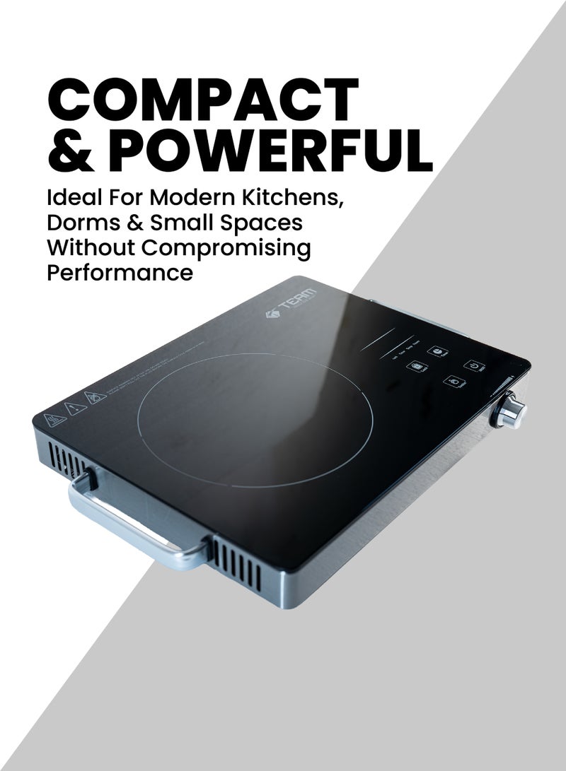 TEAM Infrared Cooker – 2000W Electric Hot Plate with Touch & Knob Control, LED Display, 10 Power Levels, Black Crystal Plate, Timer Setting – Portable Countertop Stove for Fast Cooking - Image 5